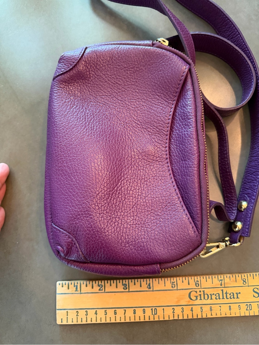 Valentina Fiore Purple Leather Crossbody Bag with Top Handle - Picture 6 of 9